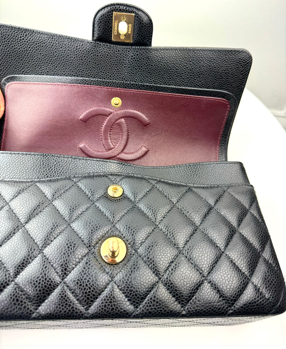 Chanel Medium Classic Handbag in Black Grained Calfskin and Gold-Tone Metal