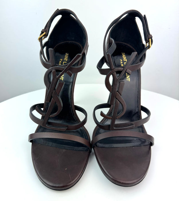 Saint Laurent Cassandra Sandals in Brown