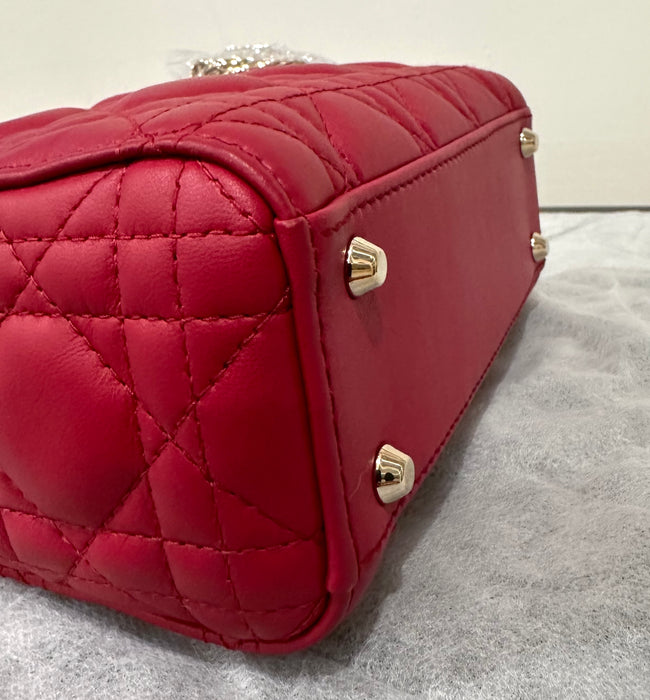 Dior Mini Lady Dior Bag in Lambskin Red