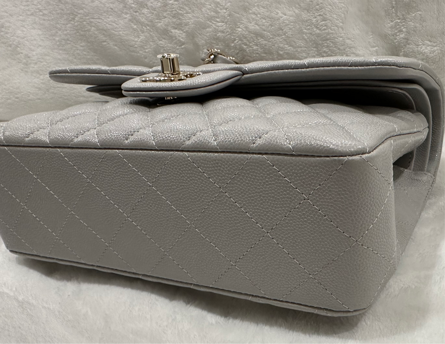 Chanel Classic Small Double Flap Quilted Bag Dove Grey