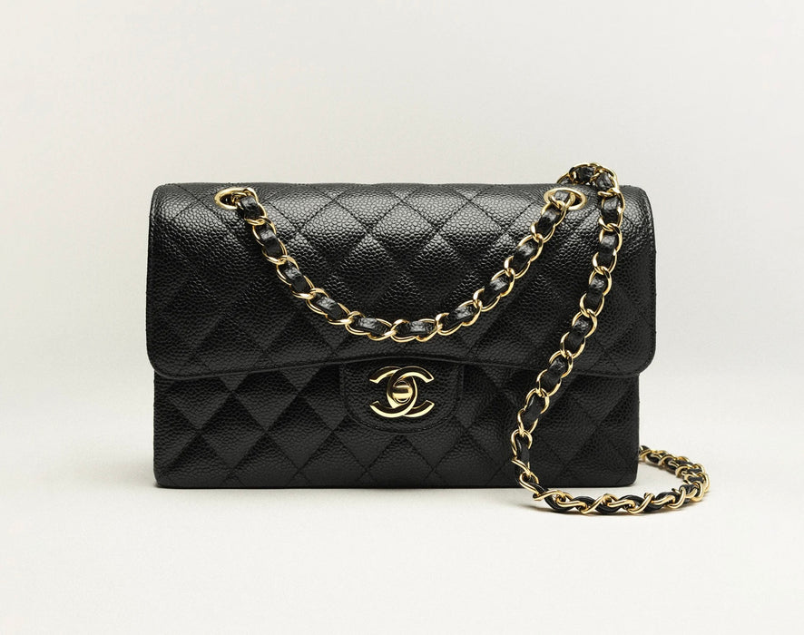 Chanel Medium Classic Handbag in Black Grained Calfskin and Gold-Tone Metal