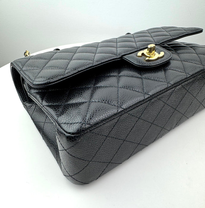 Chanel Medium Classic Handbag in Black Grained Calfskin and Gold-Tone Metal