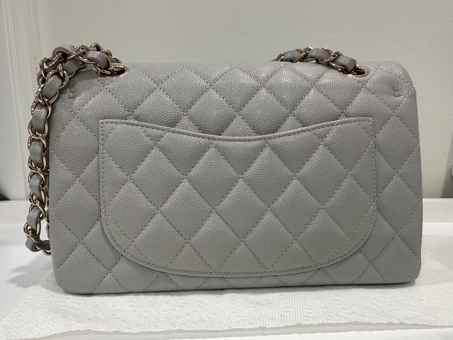 Chanel Classic Small Double Flap Quilted Bag Dove Grey