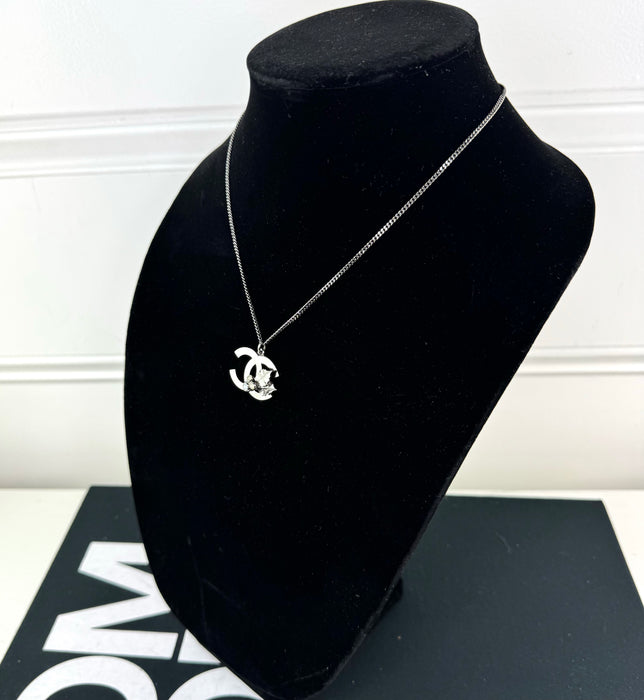 Chanel Gunmetal CC Logo and Holly Necklace