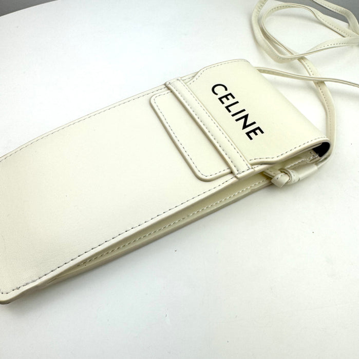 Celine Phone Pouch With flap White