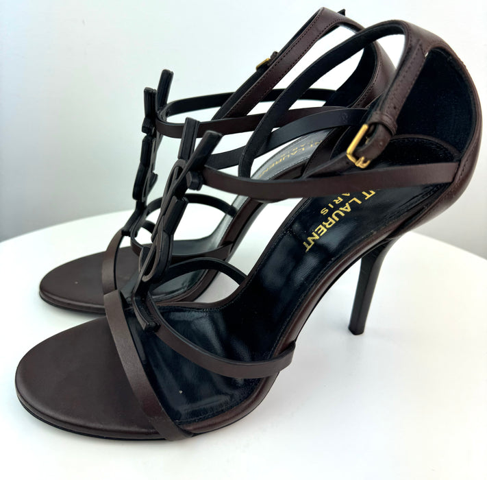 Saint Laurent Cassandra Sandals in Brown