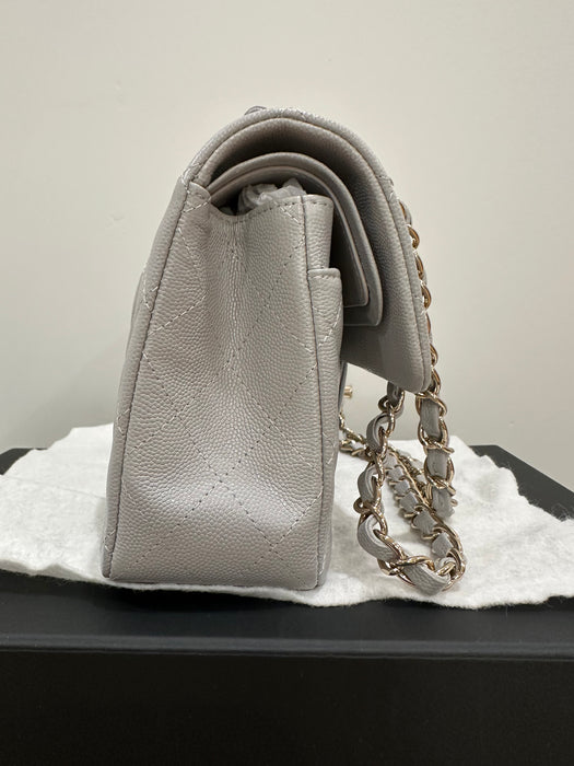 Chanel Classic Small Double Flap Quilted Bag Dove Grey