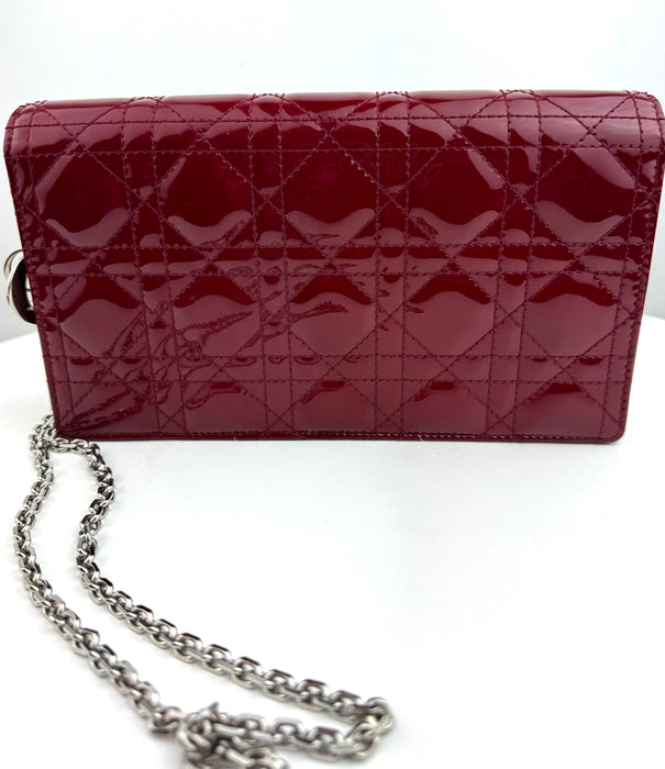 Dior Lady Dior Cherry Red Patent Chain Bag