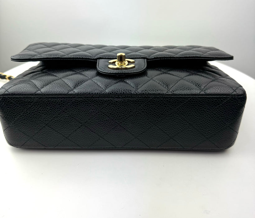 Chanel Medium Classic Handbag in Black Grained Calfskin and Gold-Tone Metal