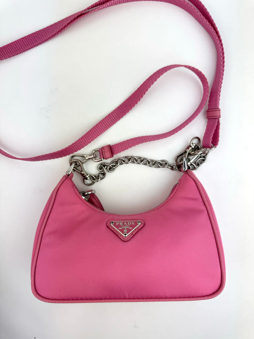 Prada Tessuto Nylon Mini Re-Edition Shoulder bag Pink