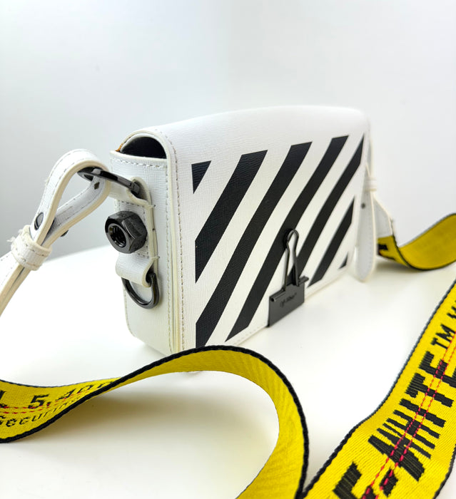 Off White Mini Binder Clip Leather Crossbody bag