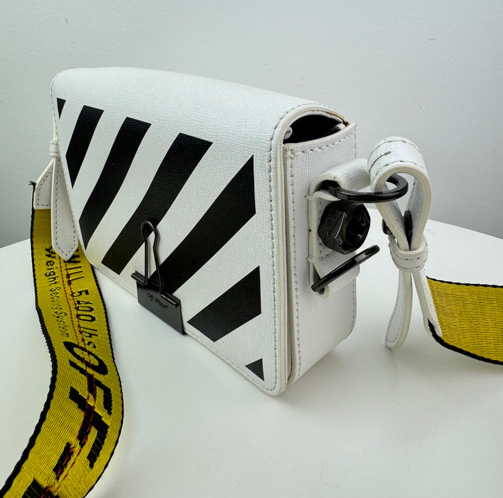 Off White Mini Binder Clip Leather Crossbody bag