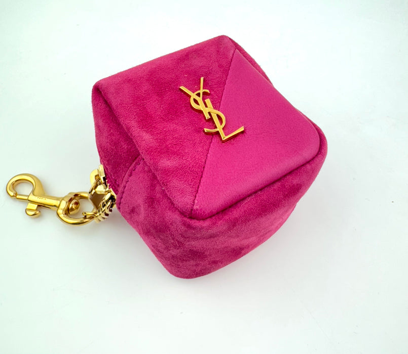 Saint Laurent Ysl Jaime Charm Logo Key Pouch Hot Pink