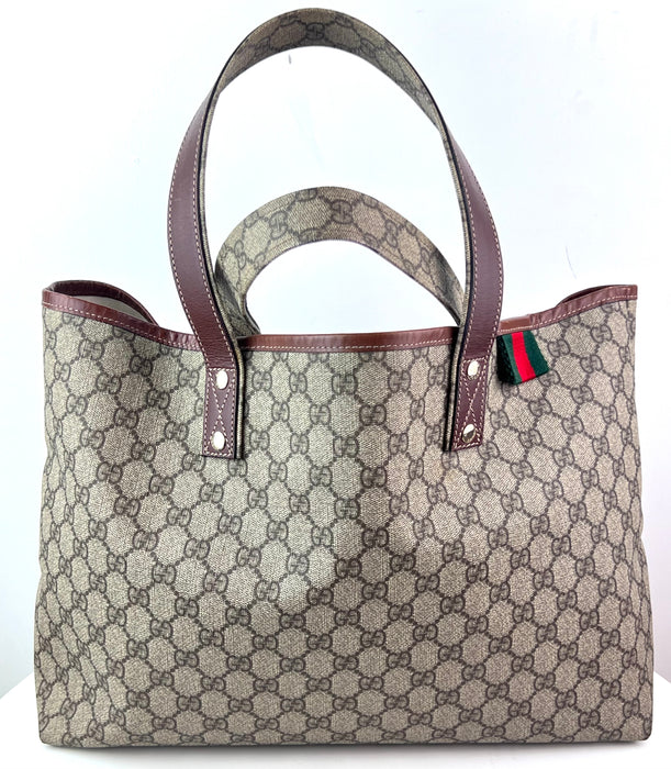 Gucci GG Plus Monogram Medium Signature Web Loop Tote Brown