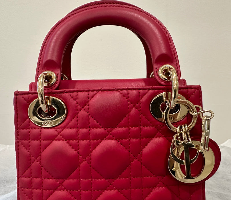 Dior Mini Lady Dior Bag in Lambskin Red