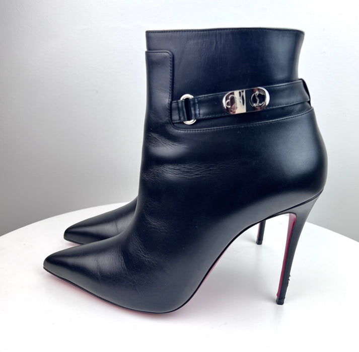 Christian Louboutin Lock So Kate High Heels Ankle Boots In Black Leather