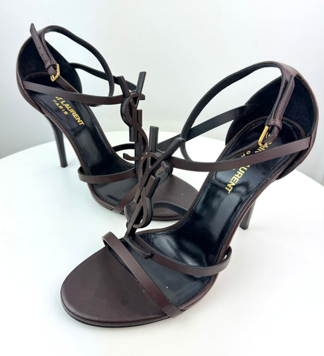 Saint Laurent Cassandra Sandals in Brown