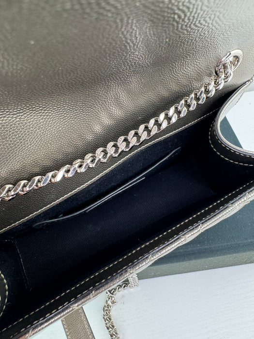 Saint Laurent Envelope Small Metallic Silver