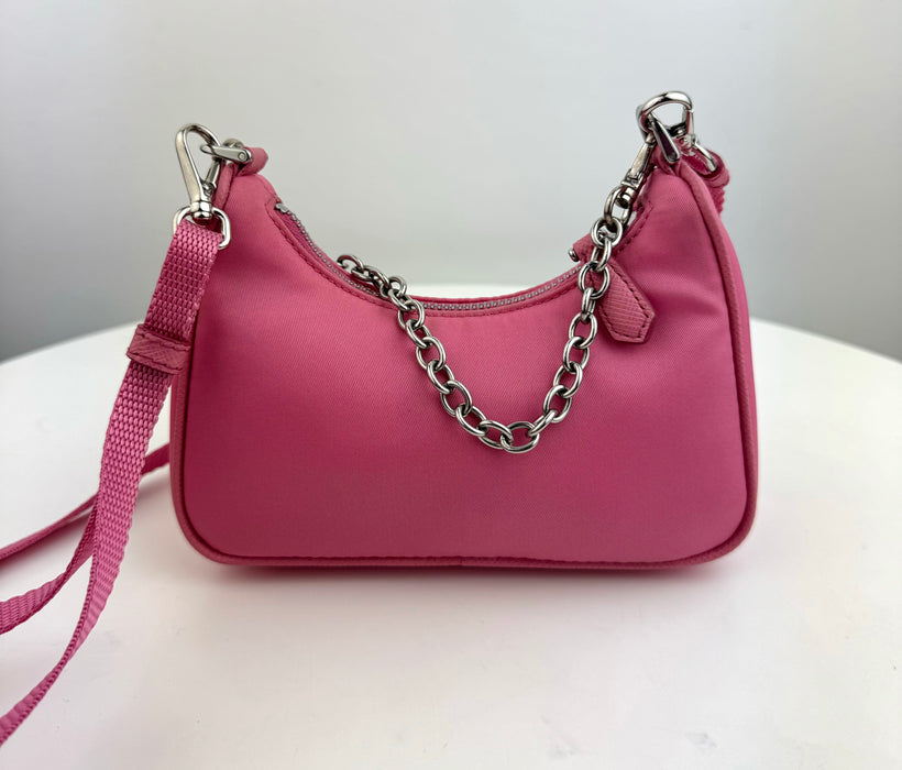 Prada Tessuto Nylon Mini Re-Edition Shoulder bag Pink