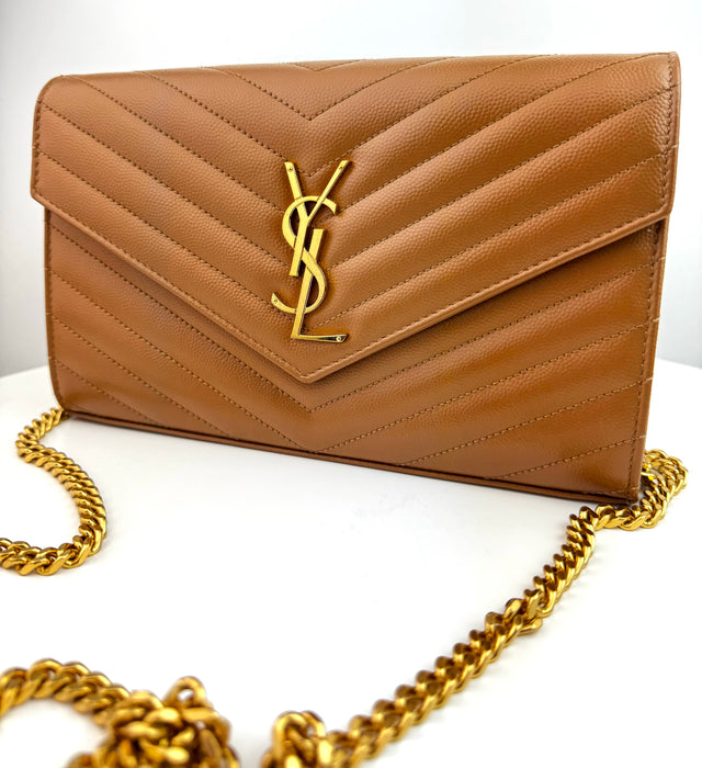 Saint Laurent Monogram Chain Bag Caramel