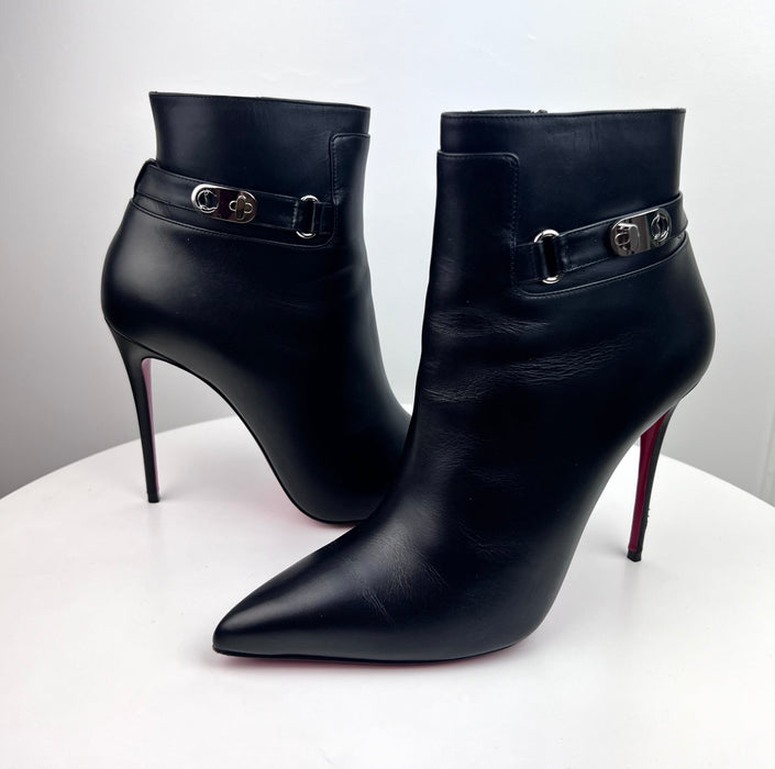 Christian Louboutin Lock So Kate High Heels Ankle Boots In Black Leather