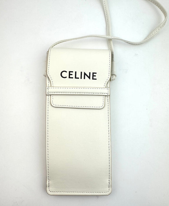 Celine Phone Pouch With flap White