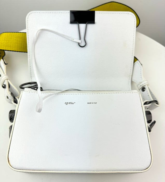 Off White Mini Binder Clip Leather Crossbody bag