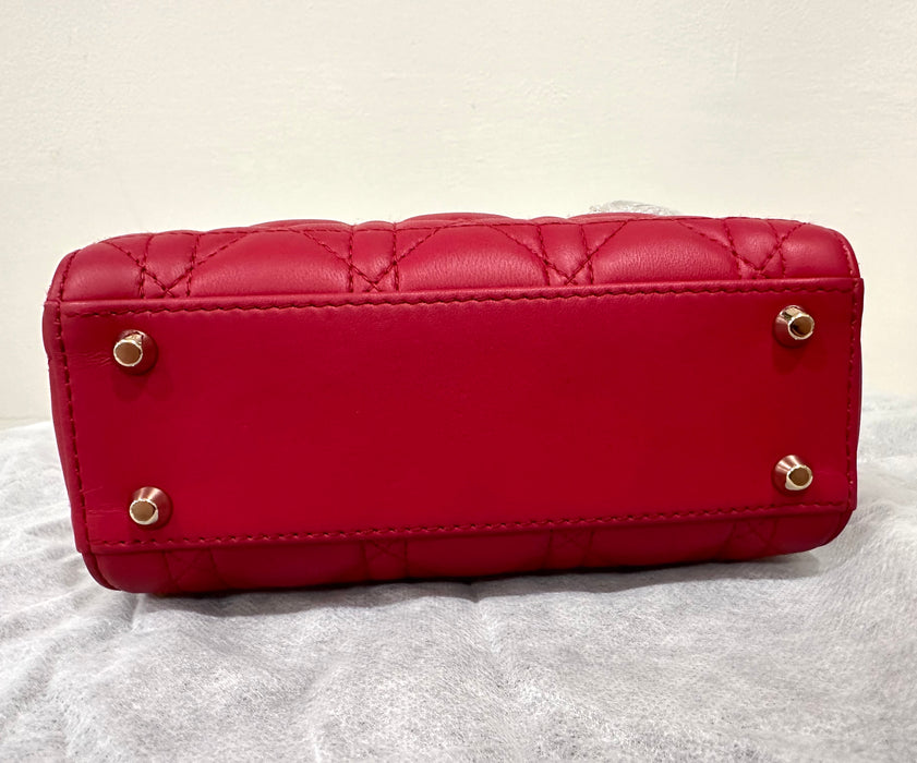 Dior Mini Lady Dior Bag in Lambskin Red