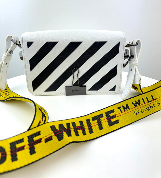 Off White Mini Binder Clip Leather Crossbody bag