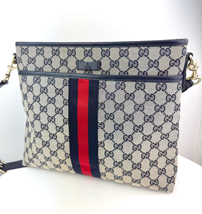 Gucci Front Pocket Web Messenger GG Canvas Small