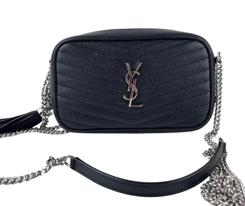 Saint Laurent Mini Lou Bag in Quilted Grain de Poudre Embossed Leather