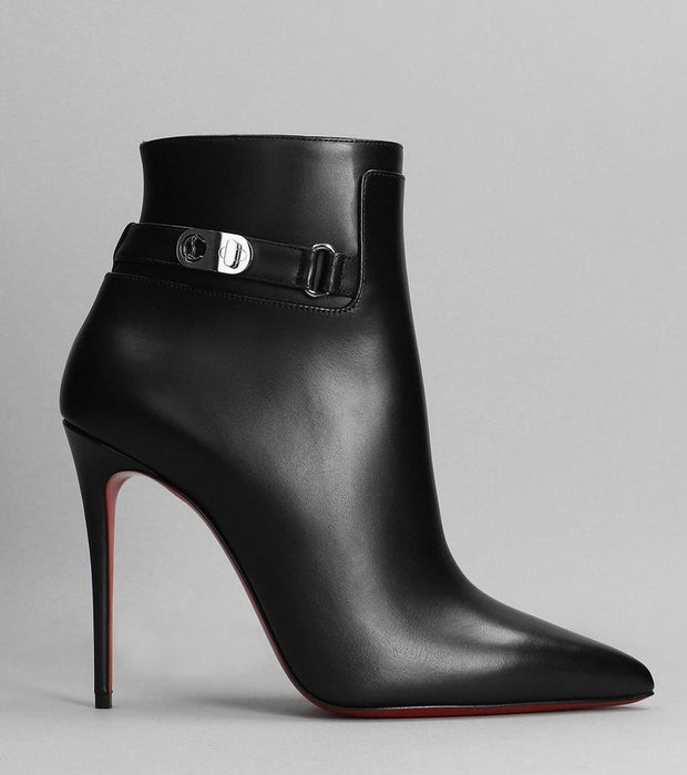 Christian Louboutin Lock So Kate High Heels Ankle Boots In Black Leather