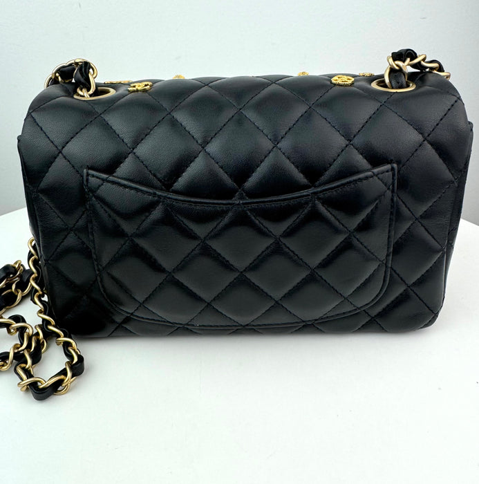 Chanel Lambskin Limited Edition Quilted Egyptian Amulet Mini Rectangular Flap Black