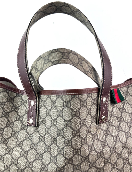 Gucci GG Plus Monogram Medium Signature Web Loop Tote Brown