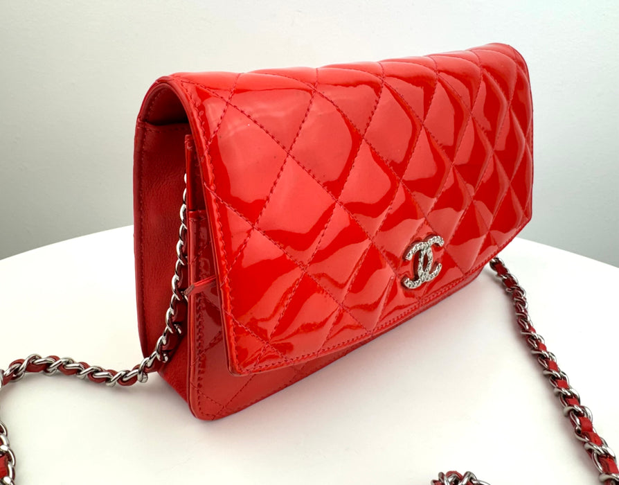 Chanel Classic Wallet on Chain Patent red