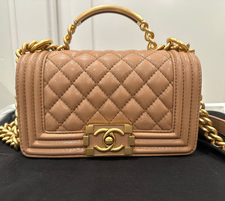 Chanel Small beige flap bag with Handle