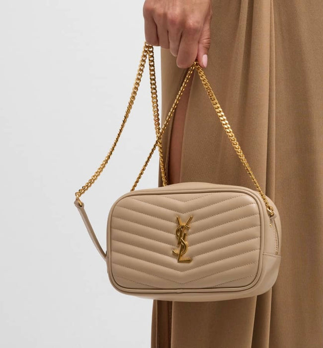 Saint Laurent Mini Lou Bag in Nude Leather