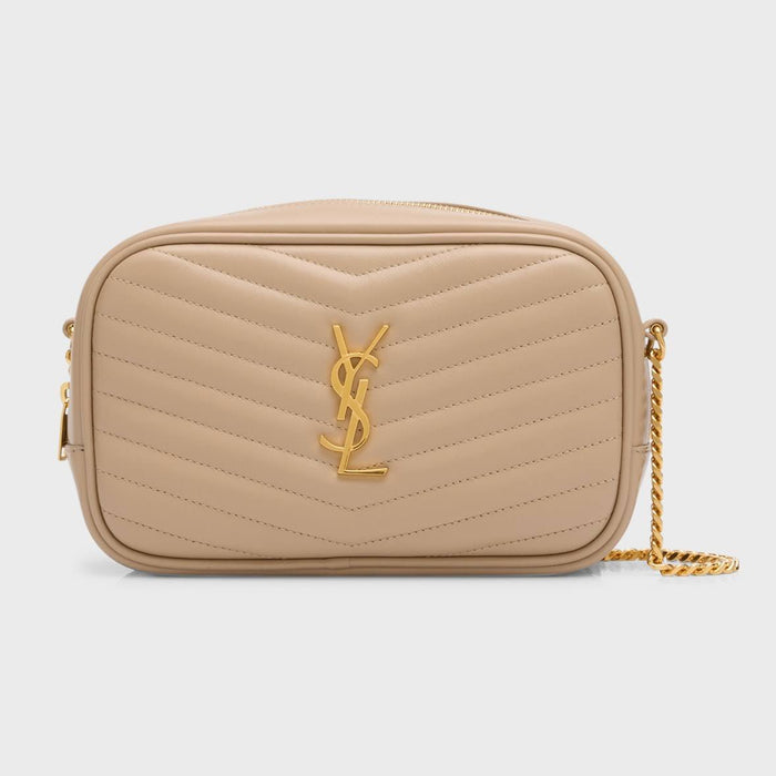 Saint Laurent Mini Lou Bag in Nude Leather