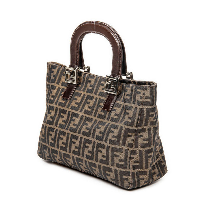 Fendi Vintage FF Handle Tote Zucca Canvas Small