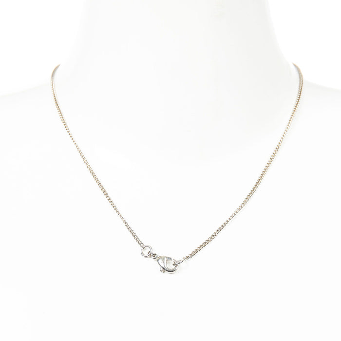 Chanel CC Crystal Pendant Necklace Silver