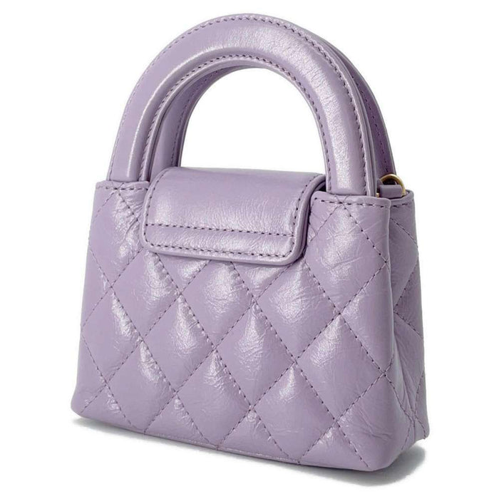 Chanel Calfskin Quilted Mini Nano Kelly Shopper Lilac