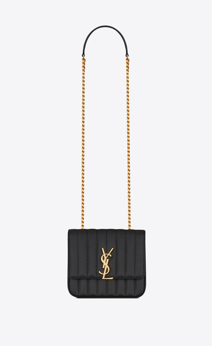 SAINT LAURENT VICKY MEDIUM IN GRAIN DE POUDRE LEATHER - LuxurySnob