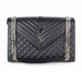 Saint Laurent Large Tri-Quilt Leather Envelope Bag in Black with Silver Hardware