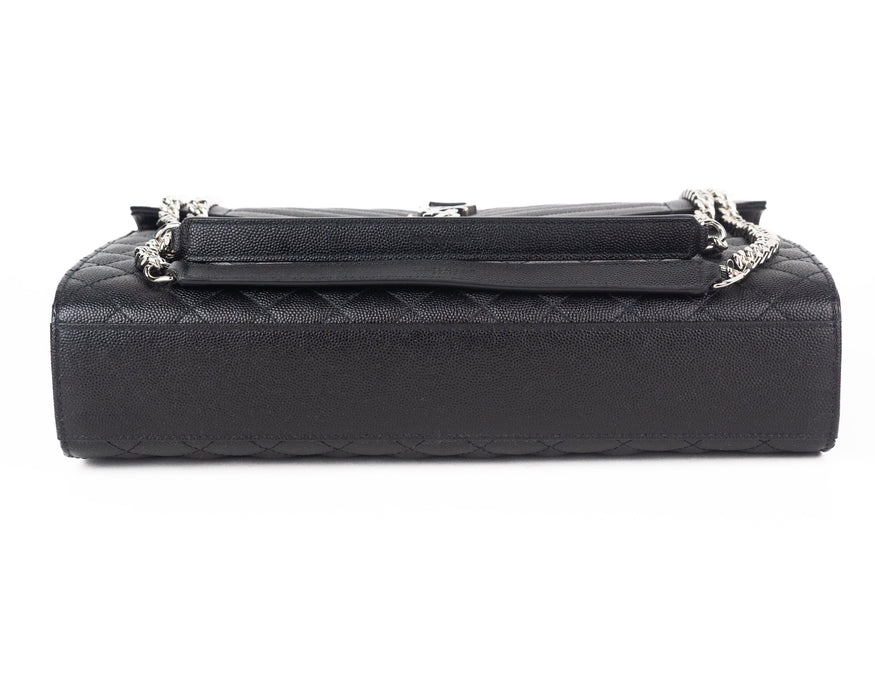 Saint Laurent Large Tri-Quilt Leather Envelope Bag in Black with Silver Hardware