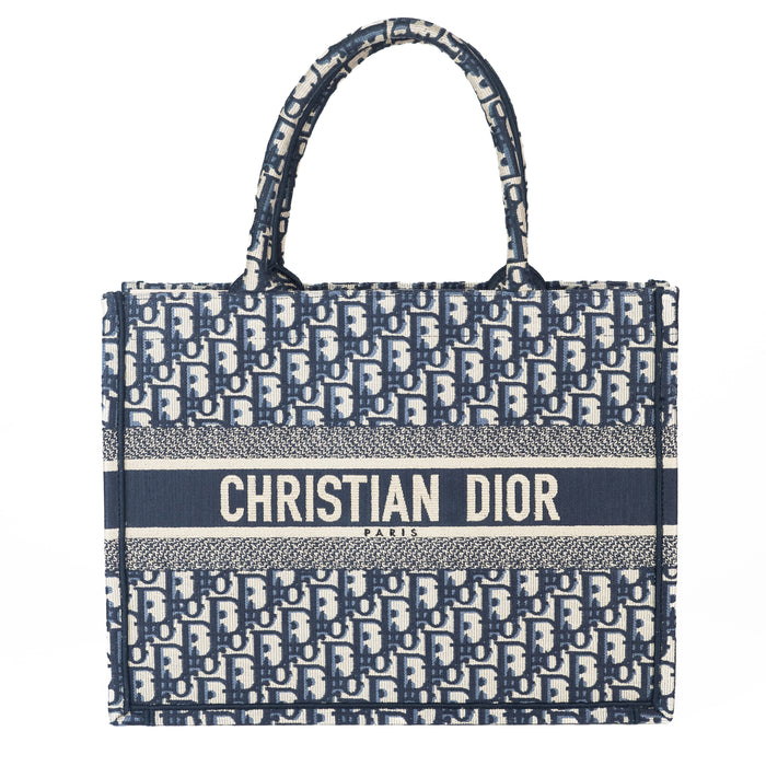 Dior Medium Book Tote Blue Dior Oblique Embroidery