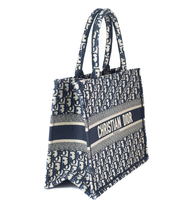 Dior Medium Book Tote Blue Dior Oblique Embroidery