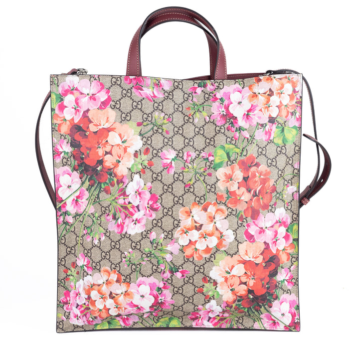 Gucci GG Supreme Monogram Blooms Vertical Tote