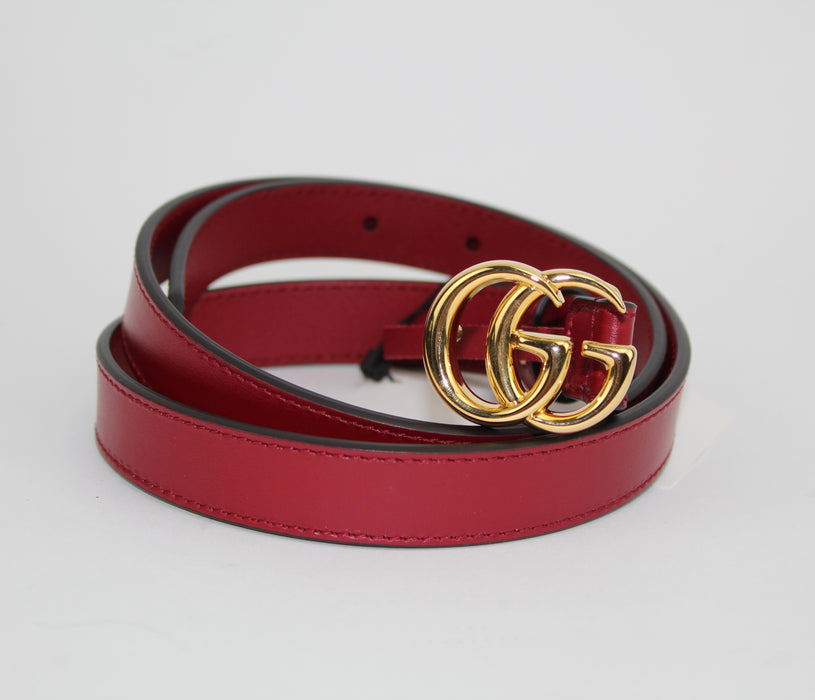 GUCCI GG MARMONT LEATHER BELT WITH SHINY BUCKLE - LuxurySnob