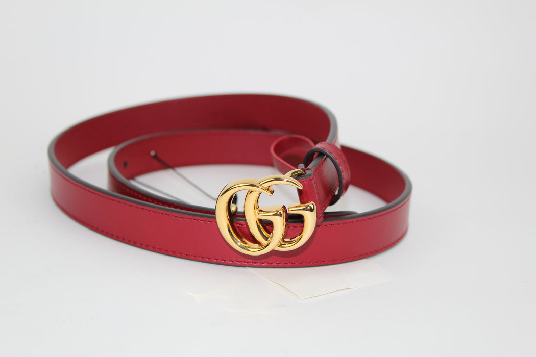 GUCCI GG MARMONT LEATHER BELT WITH SHINY BUCKLE - LuxurySnob