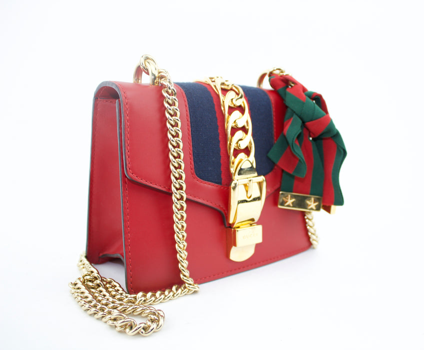 GUCCI SYLVIE LEATHER MINI CHAIN BAG